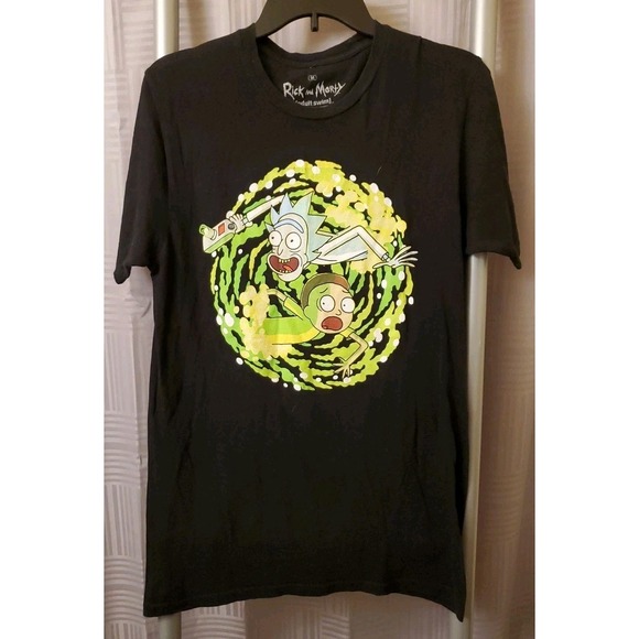 Adult Swim Rick And Morty Cartoon Promo Black T Shirt Men's Size M‎ - Picture 1 of 5